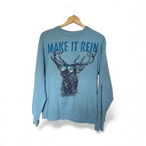 Blue Reindeer Christmas Crewneck Sweatshirt